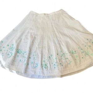 White Midi Skirt Size 4 Blue Sequin Fairycore Flowy Embroidered Y2K Coquette
